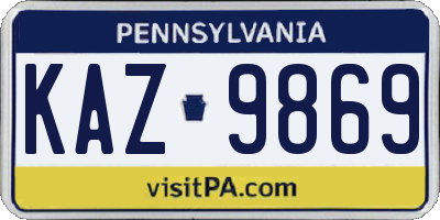 PA license plate KAZ9869