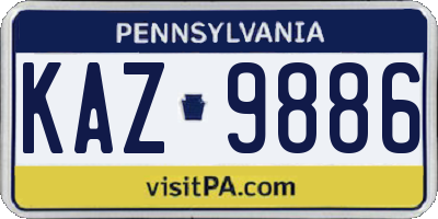 PA license plate KAZ9886