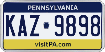 PA license plate KAZ9898