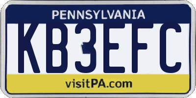 PA license plate KB3EFC