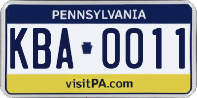 PA license plate KBA0011