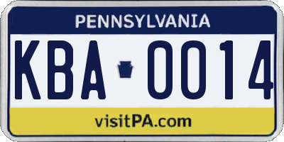 PA license plate KBA0014