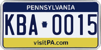 PA license plate KBA0015