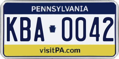 PA license plate KBA0042