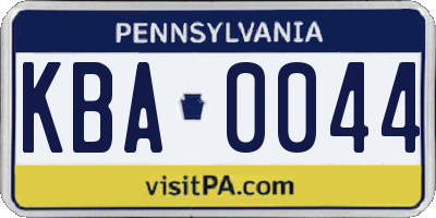 PA license plate KBA0044