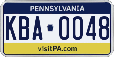 PA license plate KBA0048