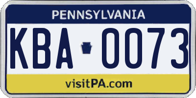 PA license plate KBA0073