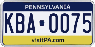 PA license plate KBA0075