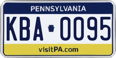 PA license plate KBA0095