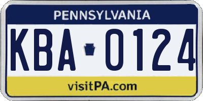 PA license plate KBA0124