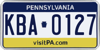 PA license plate KBA0127
