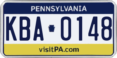 PA license plate KBA0148