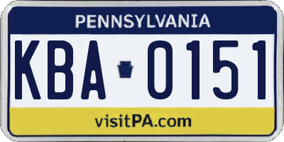 PA license plate KBA0151