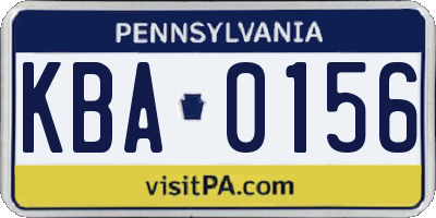 PA license plate KBA0156