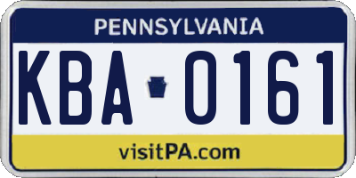 PA license plate KBA0161
