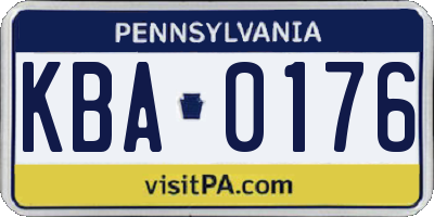PA license plate KBA0176