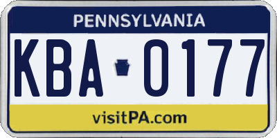PA license plate KBA0177