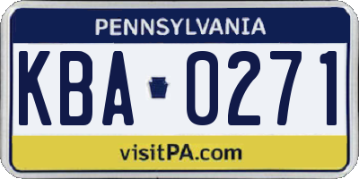 PA license plate KBA0271