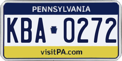 PA license plate KBA0272