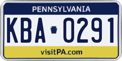 PA license plate KBA0291
