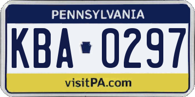 PA license plate KBA0297