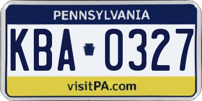 PA license plate KBA0327