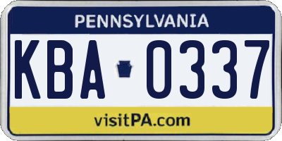 PA license plate KBA0337