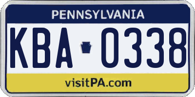 PA license plate KBA0338