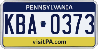 PA license plate KBA0373