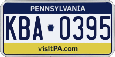 PA license plate KBA0395