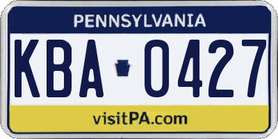 PA license plate KBA0427