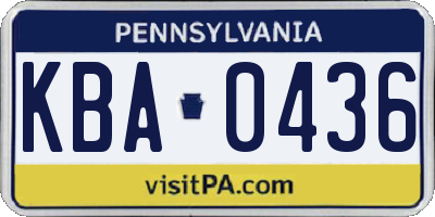 PA license plate KBA0436