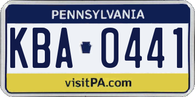 PA license plate KBA0441
