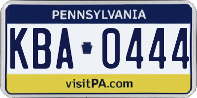 PA license plate KBA0444