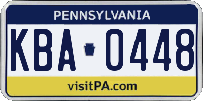 PA license plate KBA0448