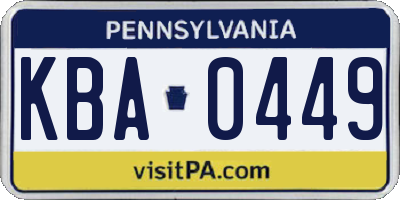 PA license plate KBA0449