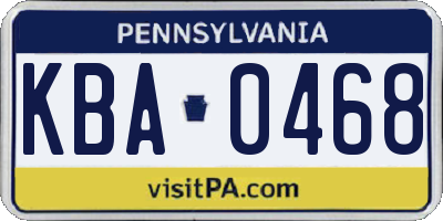 PA license plate KBA0468