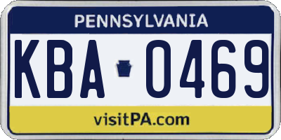 PA license plate KBA0469