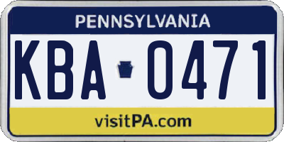 PA license plate KBA0471