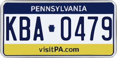 PA license plate KBA0479