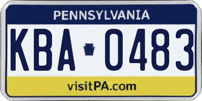 PA license plate KBA0483