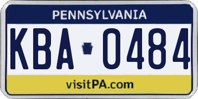 PA license plate KBA0484