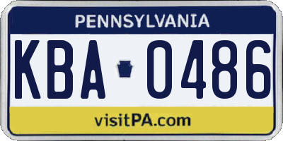 PA license plate KBA0486