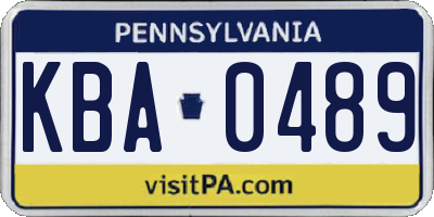 PA license plate KBA0489
