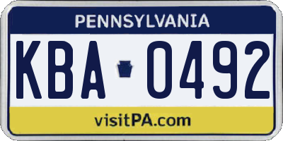 PA license plate KBA0492