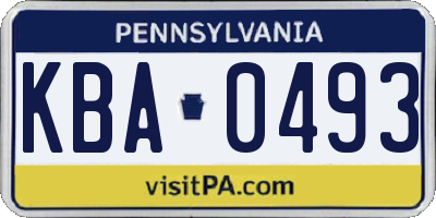 PA license plate KBA0493