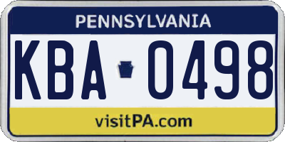 PA license plate KBA0498