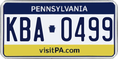 PA license plate KBA0499