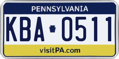 PA license plate KBA0511