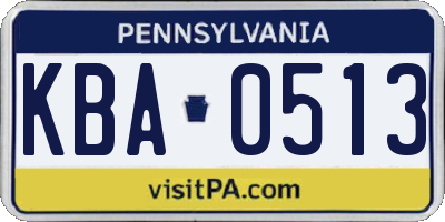PA license plate KBA0513